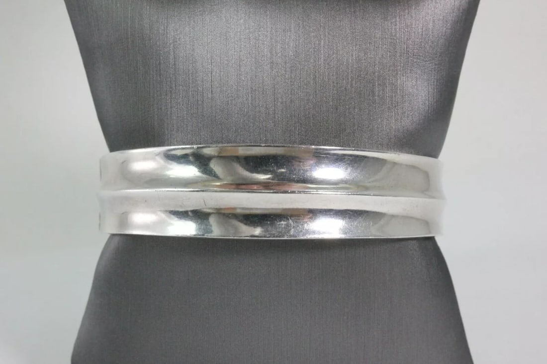 VTG STERLING SILVER - MEXICO TAXCO JRM 6.5" HINGED BANGLE BRACELET - 55.2 GRAMS! (1 of 2)