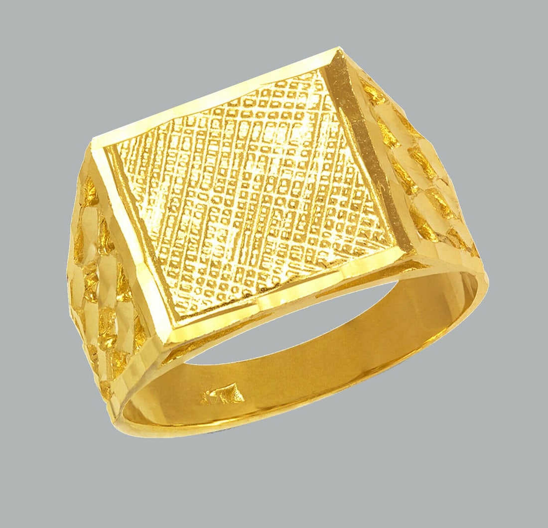 NEW 14K YELLOW GOLD MENS NUGGET LARGE RING BAND (1 of 1)