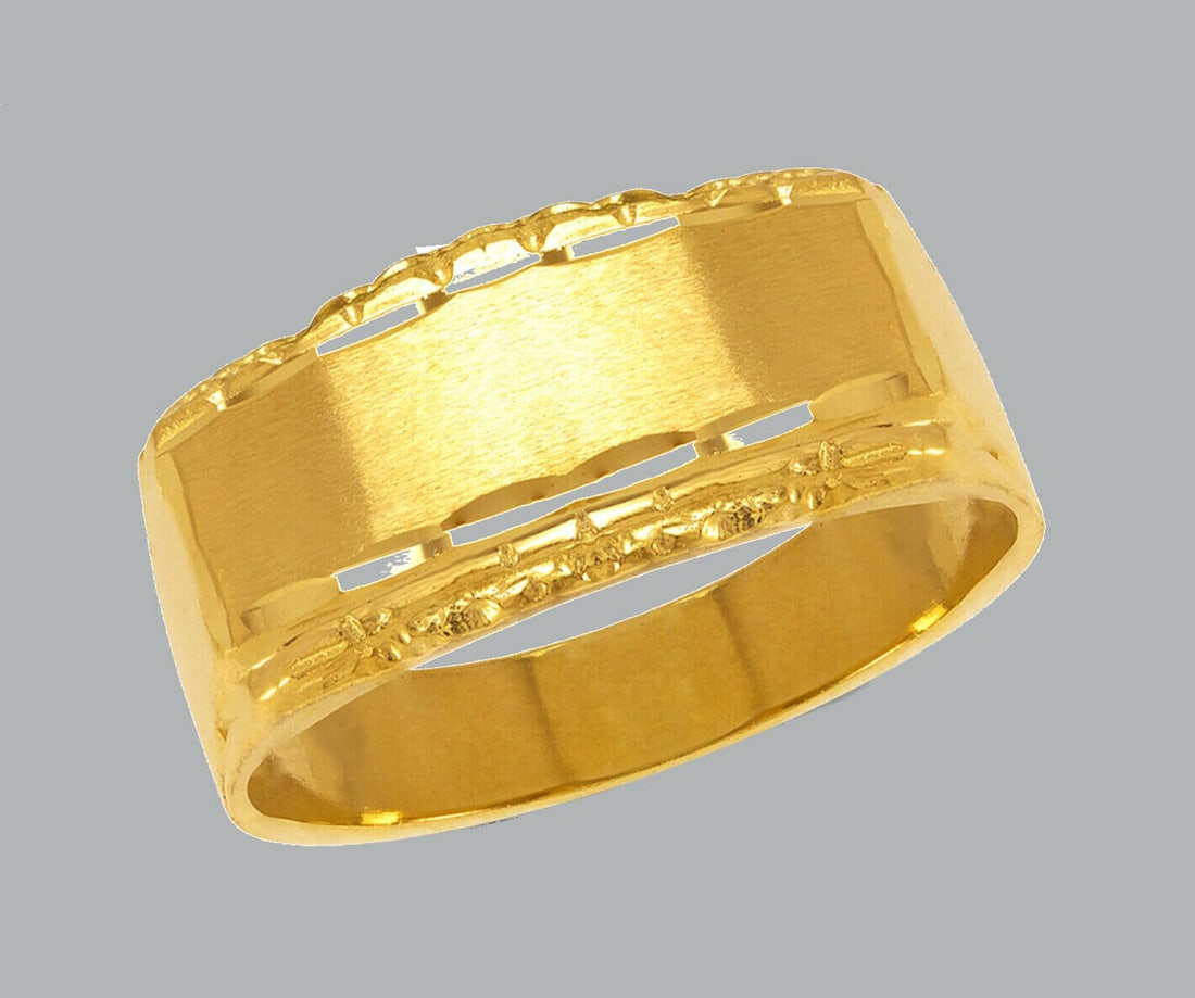 NEW 14K YELLOW GOLD MENS NUGGET RING BAND (1 of 1)