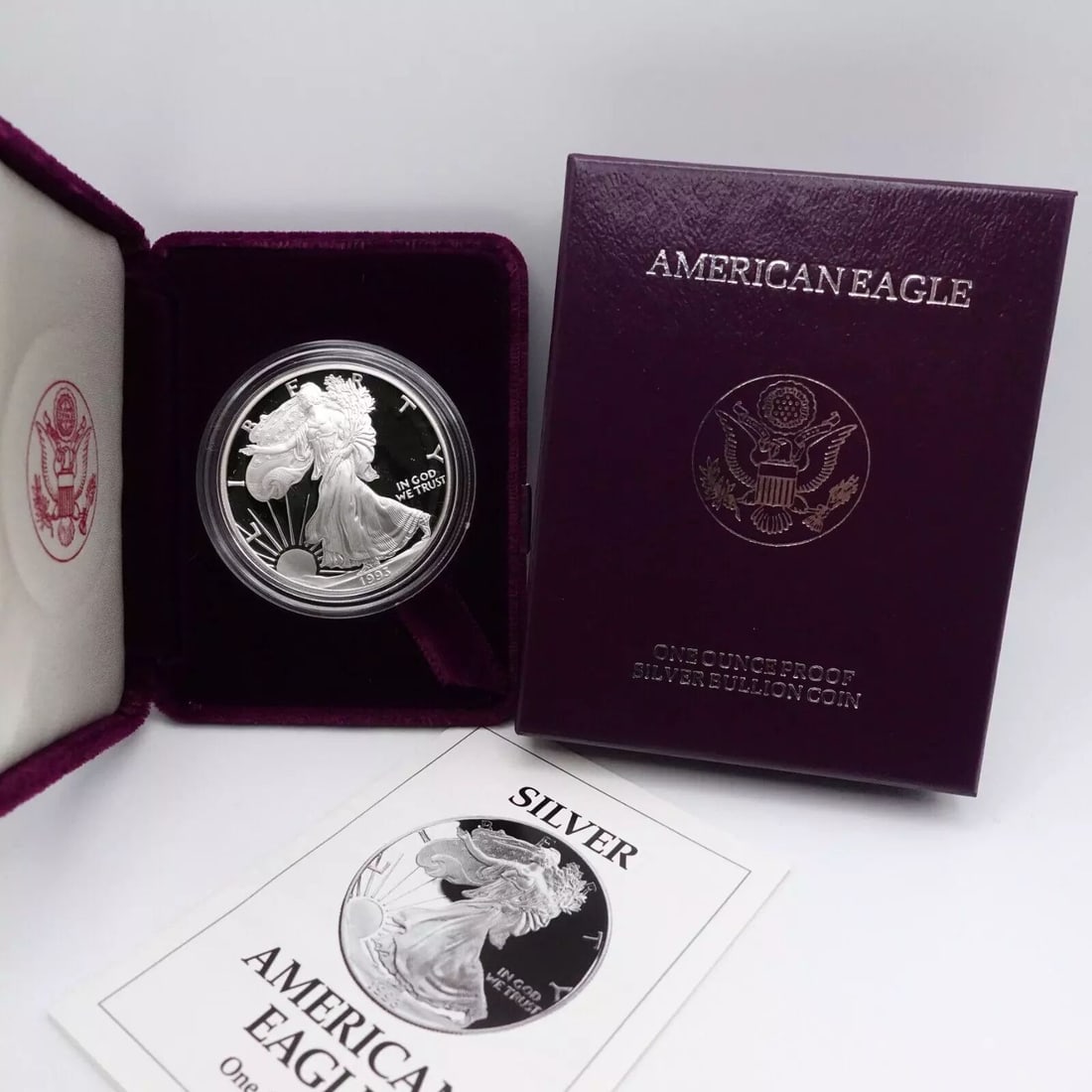 1993 P AMERICAN EAGLE SILVER PROOF $1 DOLLAR COIN - OGP COA #Q11 (1 of 2)