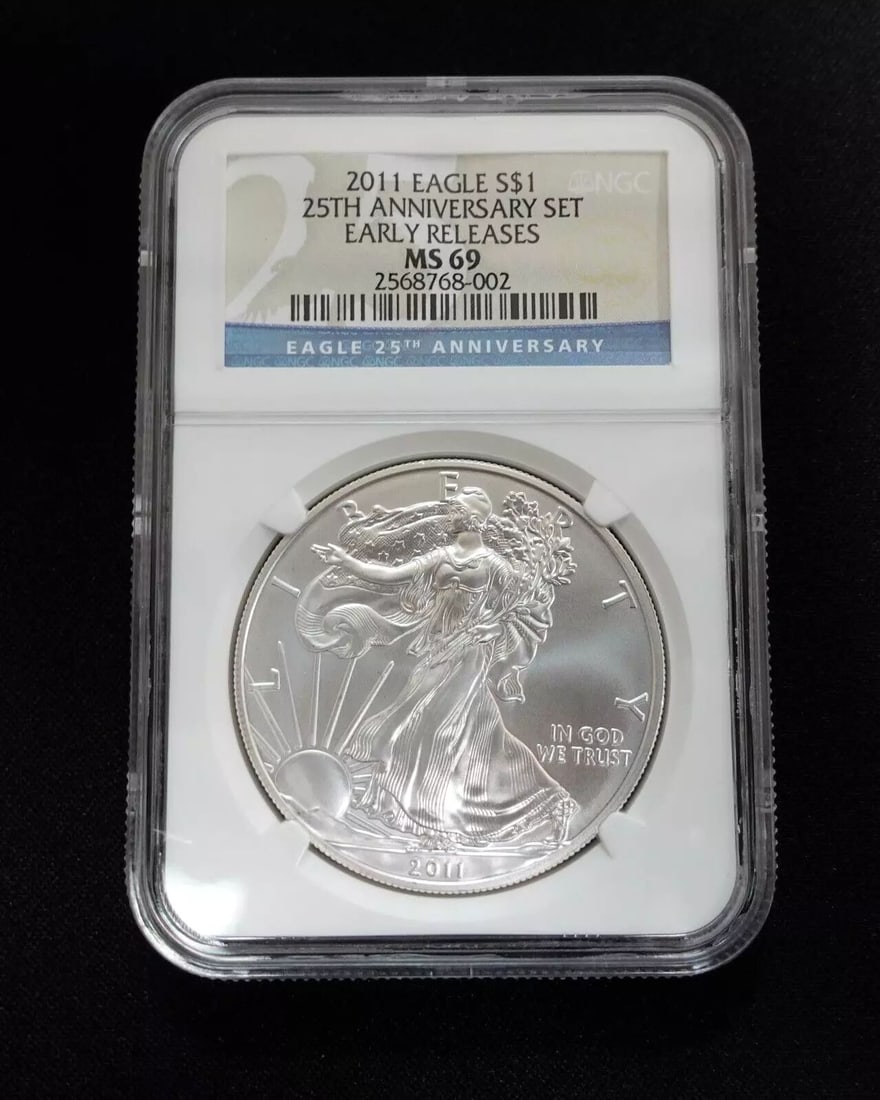 2011 AMERICAN EAGLE SILVER $1 EARLY RELEASES BY 25TH ANNIVERSARY - NGC MS 69 (1 of 2)