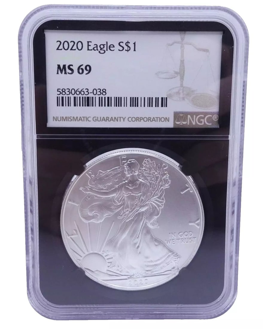2020 AMERICAN EAGLE SILVER $1 DOLLAR COIN - NGC MS 69 (1 of 2)