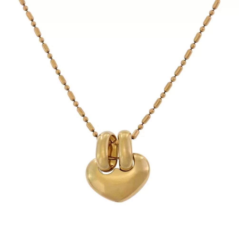 CHIMENTO REVERSIBLE 18K TWO TONE GOLD HEART PENDANT & CHAIN NECKLACE LIQUIDATION: Chimento Reversible 18k Two Tone Gold Heart Pendant & Chain Necklace LIQUIDATION Description This modern Chimento chain and pendant are crafted from 18k yellow and white gold. The pendant features a r