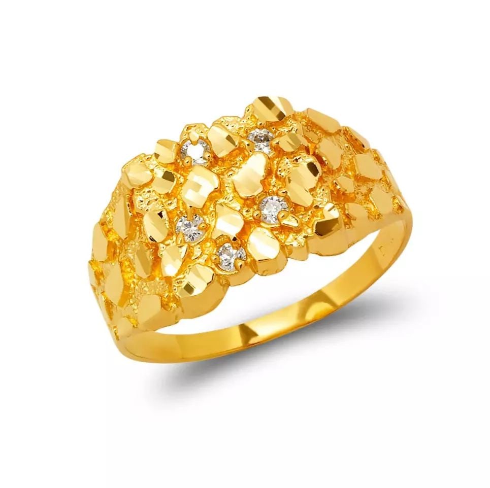 NEW 14K YELLOW GOLD MEN'S NUGGET RING (1 of 2)