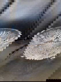 MAGNIFICENT 19TH C DORFLINGER CRYSTAL ETCHED GLASS LARGE CENTERPIECE FOOTED BOWL (1 of 2)