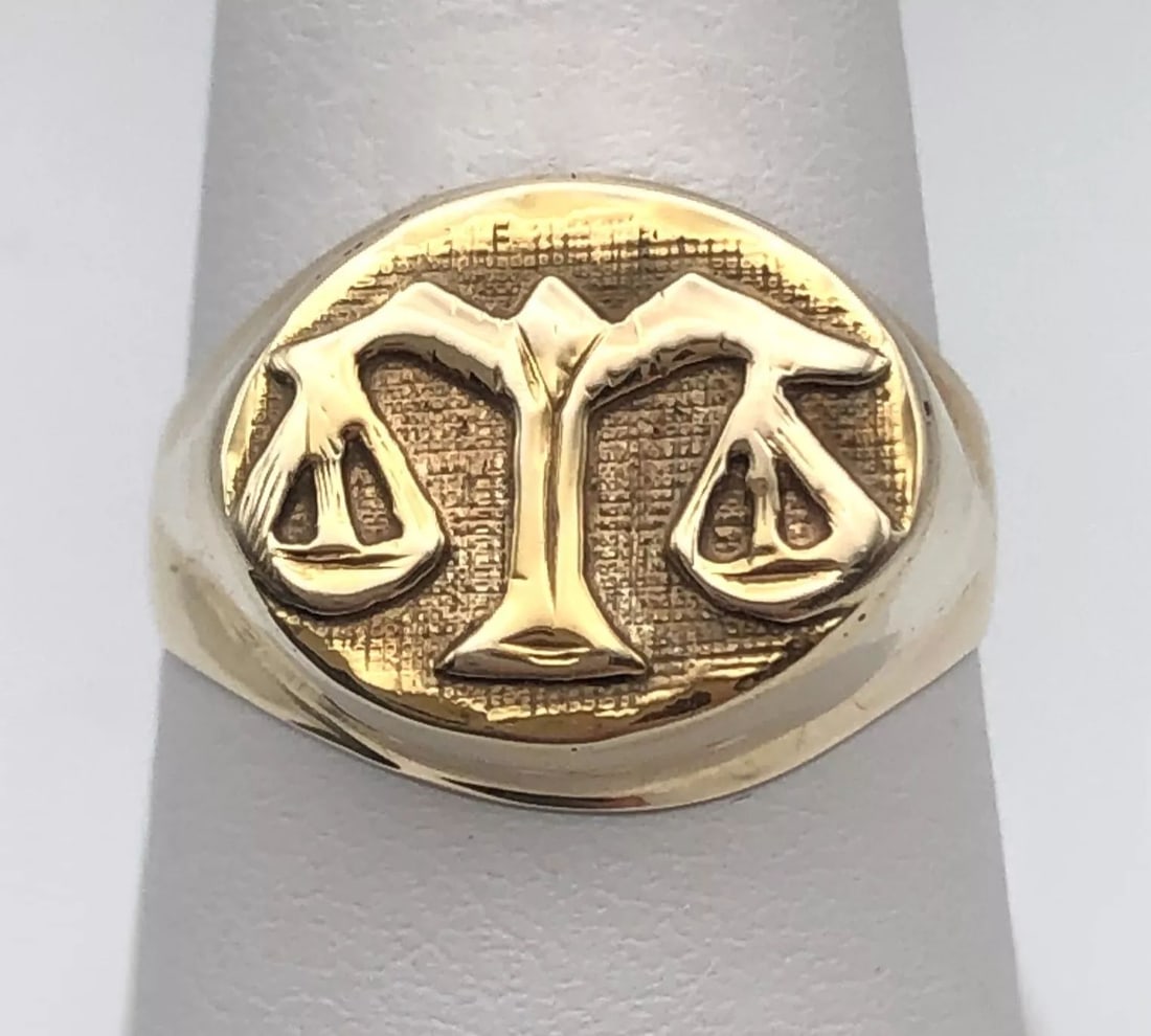 14k Yellow Gold Zodiac Sign Libra, Scale Ring   Size: 8   5.7 grams (1 of 2)