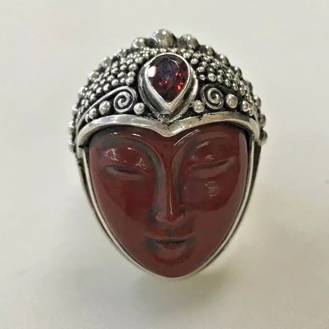 Sajen 925 sterling silver Ring with Coral size (5) (1 of 2)