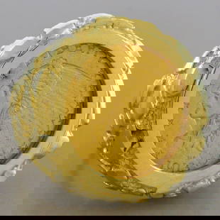 22K $2.5 INDIAN HEAD GOLD COIN 14K YELLOW GOLD MEN'S NUGGET RING HEAVY: VINTAGE 14K GOLD NUGGET COIN RING $2.5 22K Indian head gold coin nugget ring 14K gold ring 22k gold coin Size 10, (we can resize for free, sizes 9-12) Measures 24mm wide New Date may vary If you want