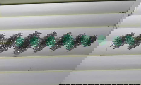 18KT GOLD FANCY GLITTERING EMERALD DIAMOND BANGLE BRACELET (1 of 2)