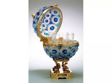 FRENCH GOLD CRYSTAL DRINK HOLDER SERVICE EMPIRE BACARRAT STYLE EGG SERVER (1 of 1)