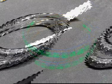 18KT GOLD FANCY GLITTERING EMERALD DIAMOND BANGLE BRACELET (1 of 1)