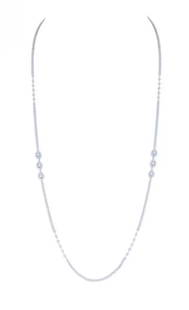 18KT GOLD LONG DIAMOND NECKLACE: 18KT GOLD LONG DIAMOND NECKLACE LAST CALL, LAST CHANCE!! LIQUIDATION SALE!! The Following Items we are offering is a Rare 18KT White Gold Long Diamond Strand Necklace. Necklace is comprised of Finely