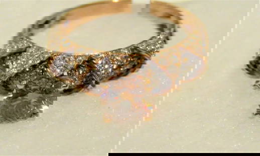 IMPORTANT LRG BROWN DIAMOND WHITE DIAMOND ROSE GOLD RING: IMPORTANT LRG BROWN DIAMOND WHITE DIAMOND ROSE GOLD RING IMPORTANT LRG BROWN DIAMOND WHITE DIAMOND ROSE GOLD RING Last Call, LAST CHANCE!! LIQUIDATION SALE!! The Following Items we are offering is a R