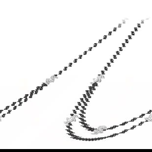 18KT BLACK DIAMOND WHITE 2 STRAND NECKLACE: 18KT BLACK DIAMOND WHITE 2 STRAND NECKLACE 18KT BLACK DIAMOND WHITE 2 STRAND NECKLACE Last Call, LAST CHANCE!! LIQUIDATION SALE!! The Following Item we are offering is a Rare 18KT Gold Rare Fancy Blac