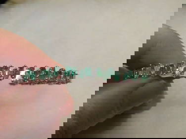 18KT WHITE GOLD 2.33CT EMERALD DIAMOND BANGLE BRACELET (1 of 1)