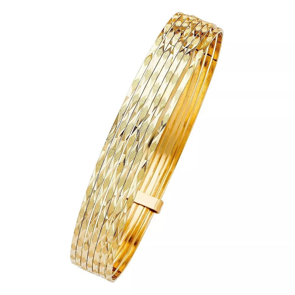 NEW 14K YELLOW 7DAYS GOLD SOLID BANGLE: NEW 14K YELLOW 7DAYS GOLD SOLID BANGLE New YELLOW Material Type : 14k Gold 7DAYS GOLD SOLID BANGLE Avg. Weight : 21.8g
