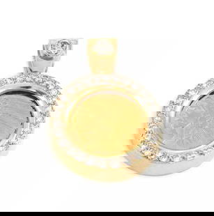 ESTATE 1CT DIAMOND 22K INDIAN HEAD GOLD COIN 14K GOLD ROUND PENDANT: ESTATE 1CT DIAMOND 22K INDIAN HEAD GOLD COIN 14K GOLD ROUND PENDANT Estate 1ct Diamond 22k Indian Head Gold Coin 14k Gold Round Pendant Description This is a fabulous coin pendant, the round frame and