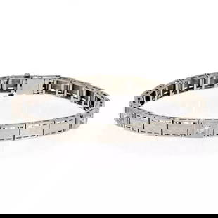 ART DECO DIAMOND AQUAMARINE PLATINUM 14K GOLD RECTANGLE LINK BRACELET: ART DECO DIAMOND AQUAMARINE PLATINUM 14K GOLD RECTANGLE LINK BRACELET Art Deco Diamond Aquamarine Platinum 14k Gold Rectangle Link Bracelet Description This lovely Art Deco bracelet has platinum top w