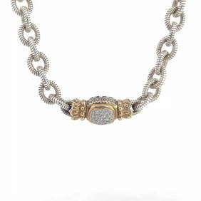 ALWAND VAHAN DIAMOND PENDANT NECKLACE STERLING SILVER 14K GOLD TEXTURED (1 of 2)