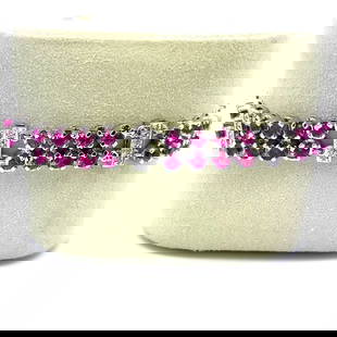 8.40 CARAT SAPPHIRE 0.84 CARAT ROUND DIAMOND 14K WG TENNIS BRACELET: 8.40 Carat Sapphire 0.84 Carat Round Diamond 14 Karat White Gold Tennis Bracelet 14k 8.4 Carat Saph Details Department Unisex Adults Main Stone 8.4 Carat Saph Metal White Gold Metal purity 14k Style B