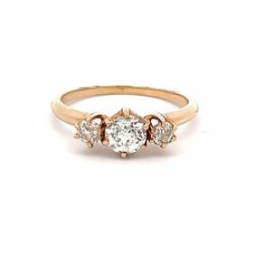 1.03 CARAT OLD EUROPEAN CUT AND ROUND DIAMOND 18K YG THREE-STONE RING (1 of 2)