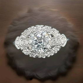 VINTAGE 1.04CT ROUND OLD EURO CUT NATURAL DIAMOND PLATINUM ENGAGEMENT RING (1 of 2)