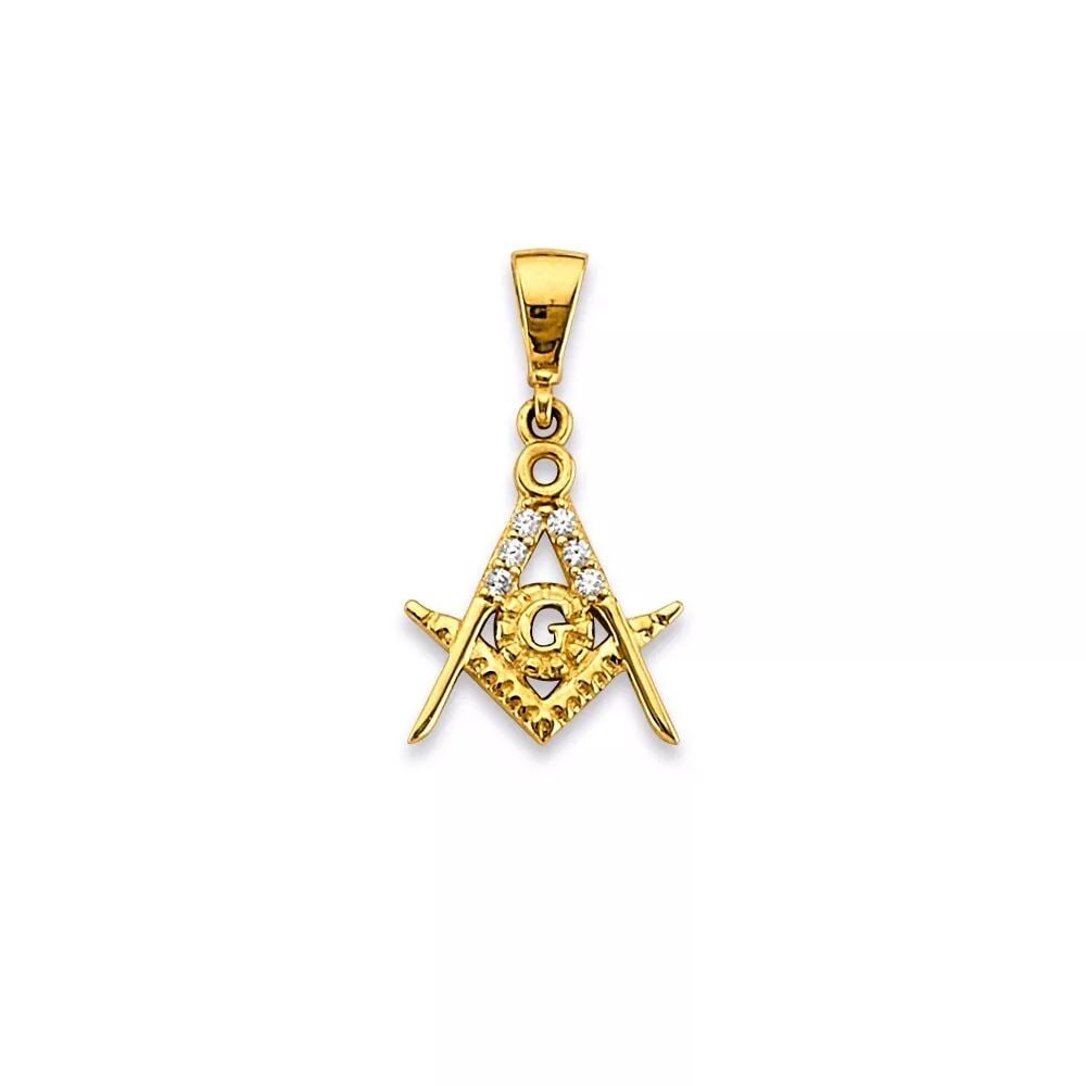 NEW 14K YELLOW GOLD MASONIC SYMBOL PENDANT 14K YELLOW GOLD NEW MASONIC SYMBOL PENDANT WEIGHT: 0.8g (1 of 2)