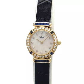 ADLER ROUND DIAMOND/SAPPHIRE BEZEL LADIES WATCH (1 of 2)