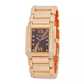 PATEK PHILIPPE 18K ROSE GOLD DIAMOND TWENTY FOUR 4910/11R BOX WARRANTY MINTY (1 of 2)