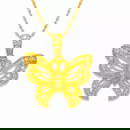 NEW 14K YELLOW GOLD BUTTERFLY CZ PENDANT