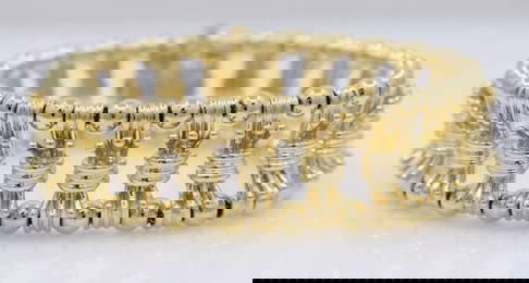 TIFFANY & CO. SCHLUMBERGER 18K YELLOW GOLD 21MM BOWTIE BRACELET 7.5" - 96.5 G