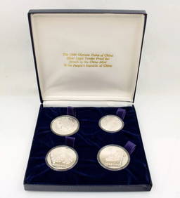 1980 OLYMPIC SILVER PROOF 4-COIN SET SUMMER & WINTER GAMES CHINA MINT (1 of 2)