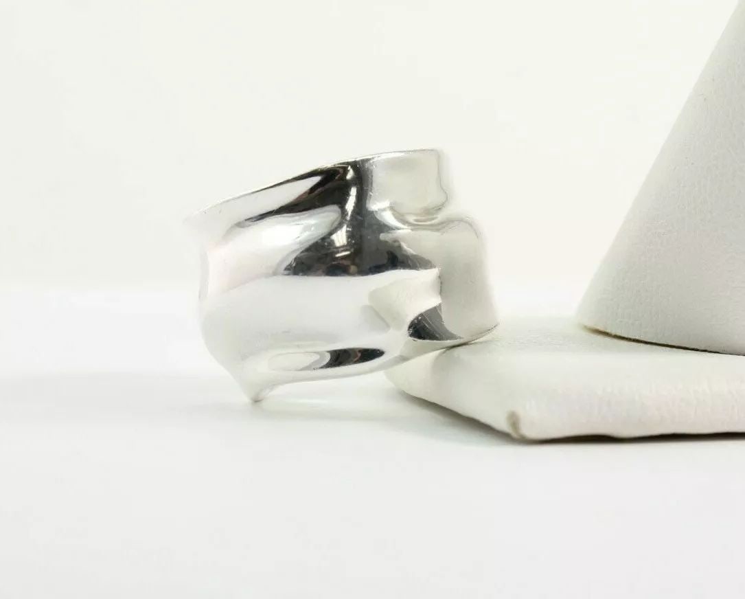 STERLING SILVER MODERN BAND RING 15MM WIDE SIZE 7 ~ 10 GRAMS (1 of 2)