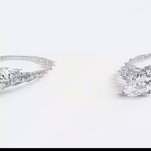 1.90 CARAT OLD EUROPEAN CUT K SI1 AND DIAMOND PLATINUM ENGAGEMENT RING: 1.90 CARAT OLD EUROPEAN CUT K SI1 AND DIAMOND PLATINUM ENGAGEMENT RING Title: 1.90 Carat Old European Cut K SI1 and Diamond Platinum Engagement Ring Style: Engagement Metal: Platinum Gemstone 1: 0.12