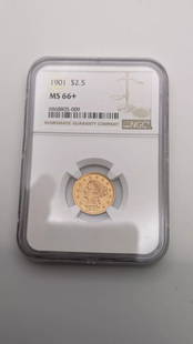 1901 $2.5 GOLD LIBERTY HEAD QUARTER EAGLE COIN NGC MS66+: 1901 $2.5 Gold Liberty Head Quarter Eagle NGC MS 66+ Book Value - $2550 Bid With Confidence Feel Free to ask any questions before bidding please If you would like additional pictures please send me a