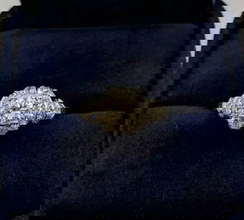 VINTAGE PLATINUM DIAMOND ENGAGEMENT 5.25 RING - 0.41 CARAT W SINGLE CUT DIAMONDS: VINTAGE PLATINUM DIAMOND ENGAGEMENT 5.25 RING - 0.41 CARAT W SINGLE CUT DIAMONDS Vintage Platinum Diamond Engagement Ring Round Brilliant Cut Center Stone - 0.41 Carat 18 Single Cut Diamonds Approx We