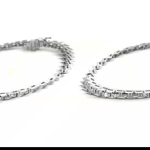 DIAMOND LINE TENNIS BRACELET EMERALD CUT 4.35CT 18K WHITE GOLD NEW: DIAMOND LINE TENNIS BRACELET EMERALD CUT 4.35CT 18K WHITE GOLD NEW This is a gorgeous NEW line tennis bracelet. It is crafted from 18k white gold with a polished finish featuring the entire length of