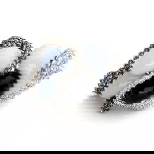 ESTATE 2.25CT DIAMONDS & GEMS 18K WHITE RHODIUM GOLD PANTHER RING: ESTATE 2.25CT DIAMONDS & GEMS 18K WHITE RHODIUM GOLD PANTHER RING Estate 2.25ct Diamonds & Gems 18k White Rhodium Gold Panther Ring Description This is a magnificent and impressive detailed design Est