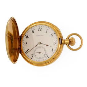 TIFFANY & CO. VINTAGE 18K YELLOW GOLD FULL HUNTER HAND WIND POCKET WATCH (1 of 2)