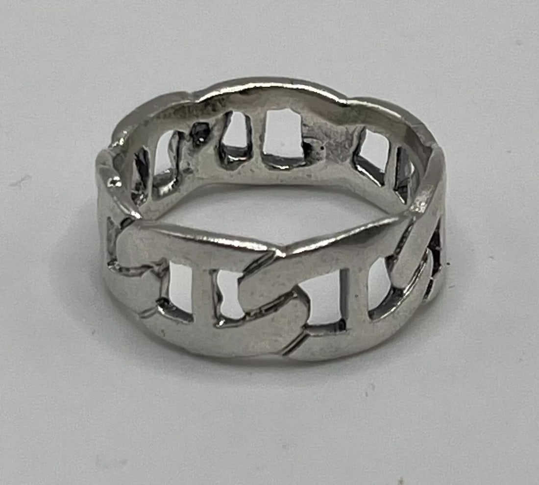 STERLING SILVER OPEN LINK ETERNITY BAND RING SIZE 9.25: STERLING SILVER OPEN LINK ETERNITY BAND RING SIZE 9.25