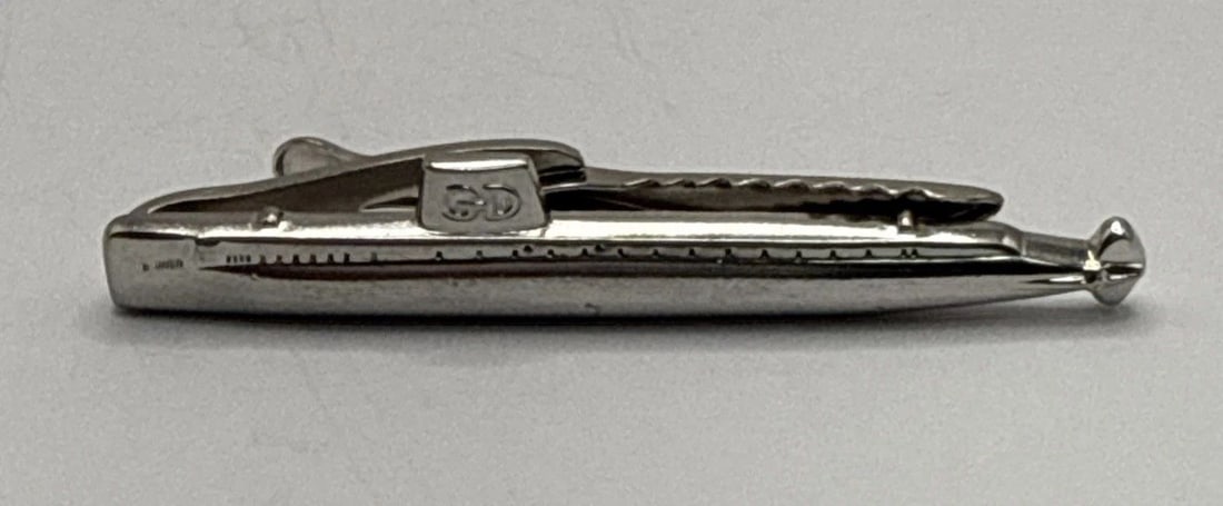 STERLING SILVER 10.5 GRAMS HICKOK SUBMARINE TIE BAR: STERLING SILVER 10.5 GRAMS HICKOK SUBMARINE TIE BAR