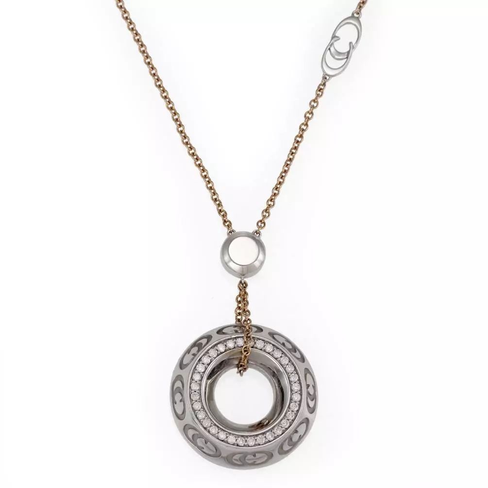 CHIMENTO DIAMOND 18K ROSE WHITE GOLD LOGO CIRCLE PENDANT CHAIN LIQUIDATION: CHIMENTO DIAMOND 18K ROSE WHITE GOLD LOGO CIRCLE PENDANT CHAIN LIQUIDATION Chimento Diamond 18k Rose White Gold Logo Circle Pendant Chain LIQUIDATION Description This lovely authentic pendant and chai