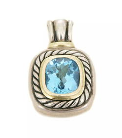DAVID YURMAN NOBLESSE PENDANT TOPAZ 14K GOLD 925 SILVER CABLE (1 of 2)