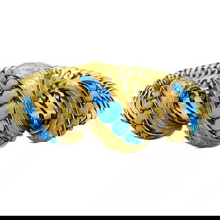 ANTIQUE SNAKE BRACELET TURQUOISE 10K GOLD: ANTIQUE SNAKE BRACELET TURQUOISE 10K GOLD Product details: DESIGNER: Unknown CIRCA: Mid-20th Century MATERIALS: 10k Gold GEMSTONE: Turquoise WEIGHT: 30 Grams MEASUREMENTS: 7 3/8" x 3/8” Top Wide