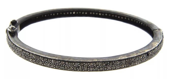 LOVELY INDIAN STYLE SILVER & DIAMOND BANGLE MODERN!: LOVELY INDIAN STYLE SILVER & DIAMOND BANGLE MODERN! Nadine Krakov Collection There will be a 4% restocking fee on all items paid and returned in a return case due to processing fees lost on our end. T