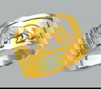 NEW 14K TWO TONE GOLD MENS CZ RING SIGNET LION