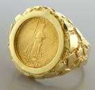 22K 1/10 oz AMERICAN EAGLE GOLD COIN 14K YELLOW GOLD MEN'S NUGGET RING HEAVY