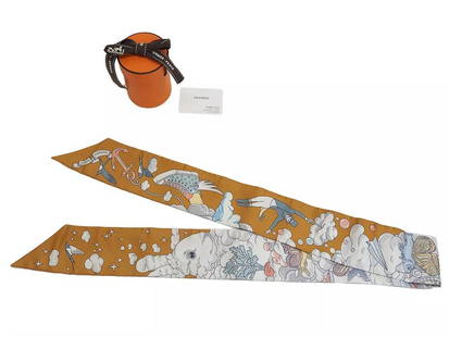 HERMES SCARF SILK TWILLY SUR MON NUAGE CARAMEL MULTI COLOR AUTHENTIC: HERMES Scarf Silk Twilly Sur Mon Nuage Caramel Multi Color authentic Description [Condition] S As good as new. Used several times or close to a new item. [Size]W 2.0"(5cm) /H 33.8"(86cm)