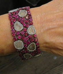 18KT CERTIFIED 65CT RUBY DIAMOND BRACELET