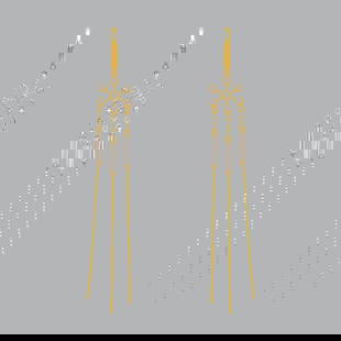 14K YELLOW GOLD LADIES DROP DANGLE CHANDELIER CZ SET: NEW 14K YELLOW GOLD EARRINGS New 14K Yellow Gold Earrings Measures: 75mm Long x 9mm Wide Set with CZ Earrings have a polish finish Post backings Stamp: 14k Avg Weight: 3.5g